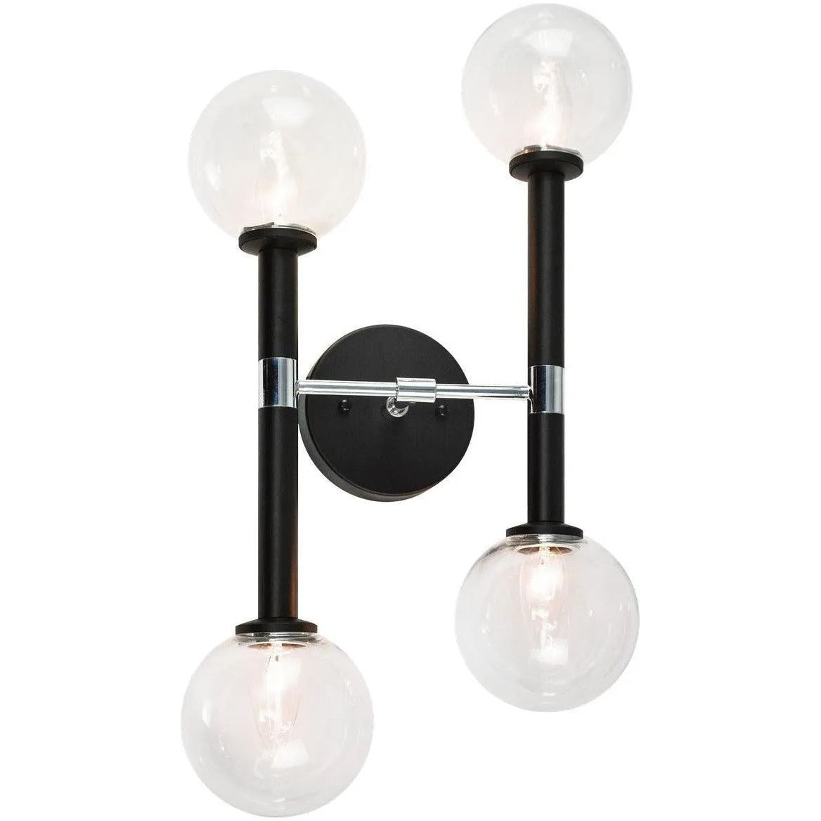 Montreal Lighting & Hardware - Stellar Off-Center Wall Sconce by Matteo Lighting - W75304BKCL | Montreal Lighting & Hardware