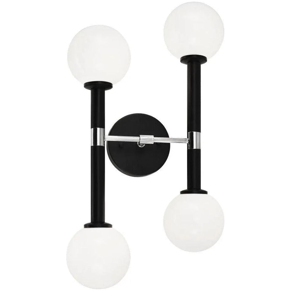 Montreal Lighting & Hardware - Stellar Off-Center Wall Sconce by Matteo Lighting - W75304BKOP | Montreal Lighting & Hardware