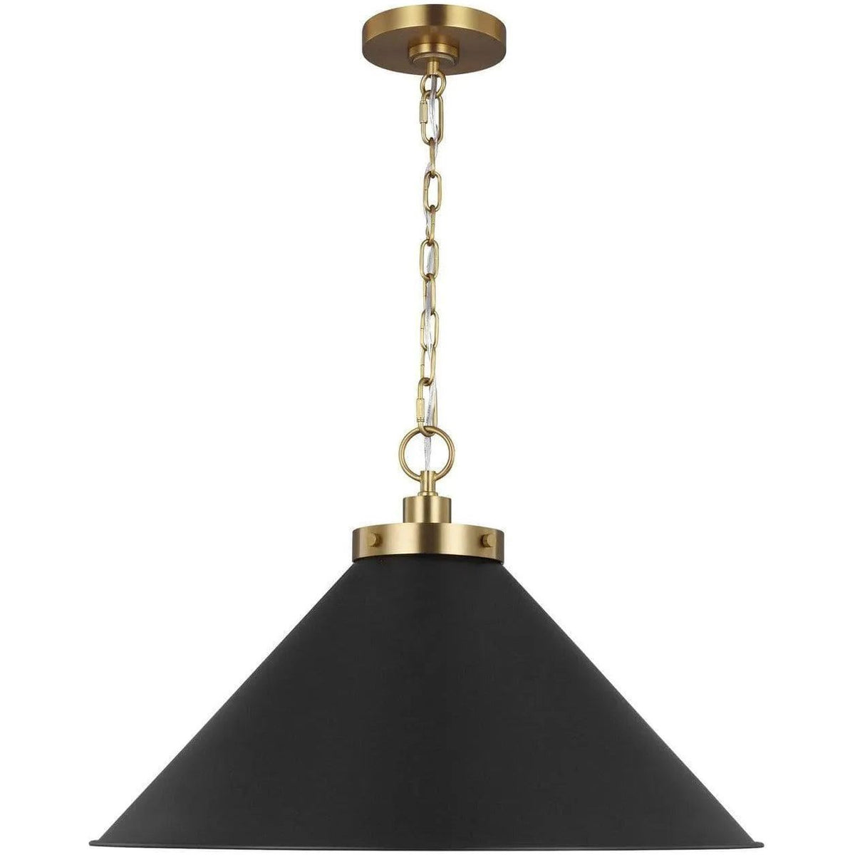 Montreal Lighting & Hardware - Wellfleet Wide Cone Pendant by Visual Comfort Studio | OPEN BOX - CP1311MBKBBS-OB | Montreal Lighting & Hardware