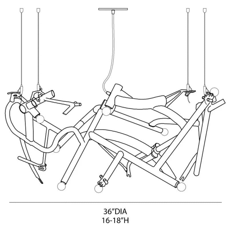 Ridgely Studio Works - Bicycle Round Chandelier - BIC-CH-102AW-RND-B | Montreal Lighting & Hardware