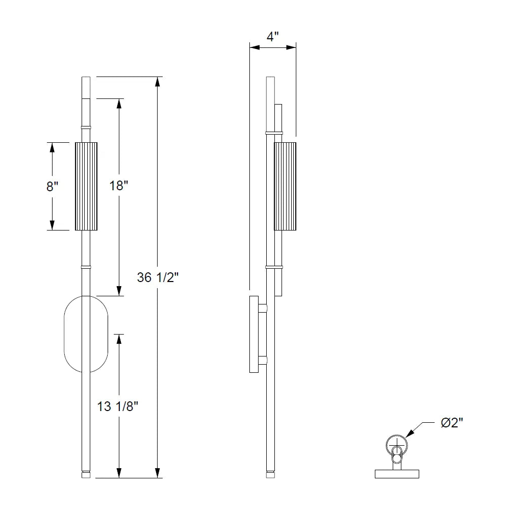 Ridgely Studio Works - Element S5 Wall Sconce - ELM-S5-36-BLS-SCL | Montreal Lighting & Hardware