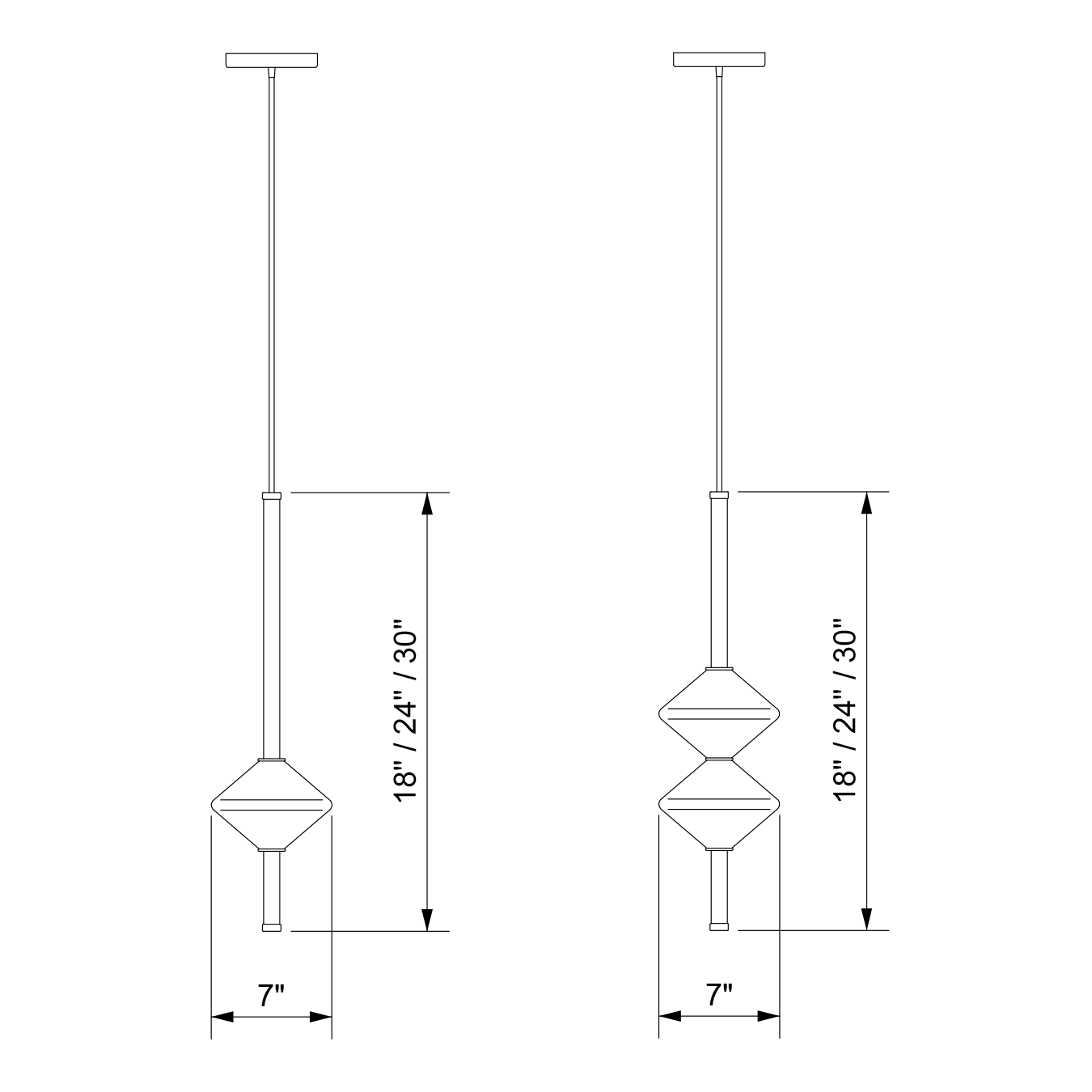 Ridgely Studio Works - Gem Vertical Pendant - GEM1-VRT-18-BNI-72-BB | Montreal Lighting & Hardware