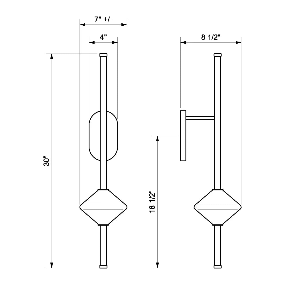 Ridgely Studio Works - Gem1 Wall Sconce - Fixed Arm - GEM1-WS-28-MB-FA-PL | Montreal Lighting & Hardware