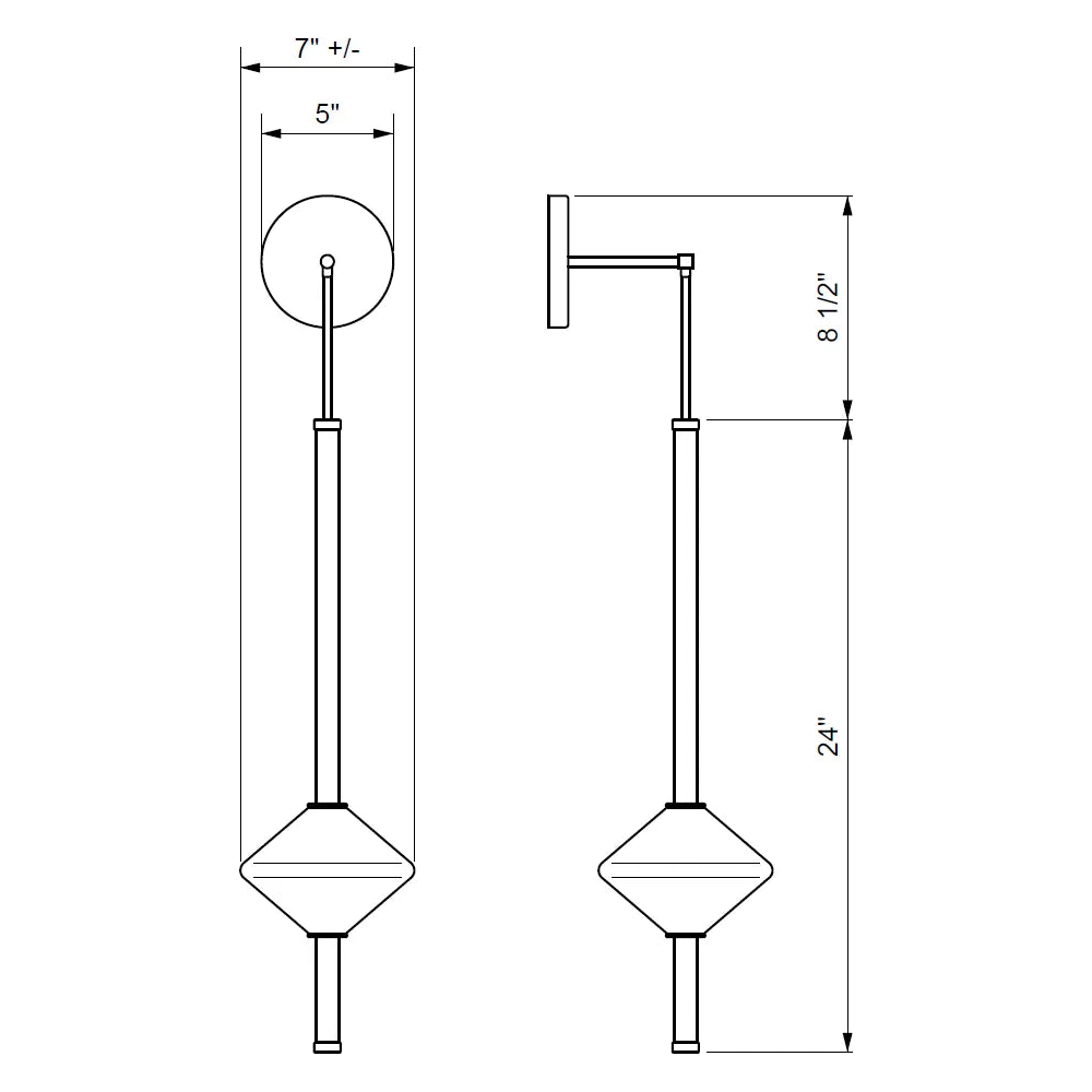 Ridgely Studio Works - Gem1 Wall Sconce - Round Backplate - GEM1-WS-24-MB-BB-RND | Montreal Lighting & Hardware