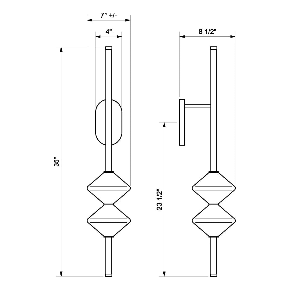 Ridgely Studio Works - Gem2 Wall Sconce - Fixed Arm - GEM2-WS-32-MB-FA-PL | Montreal Lighting & Hardware