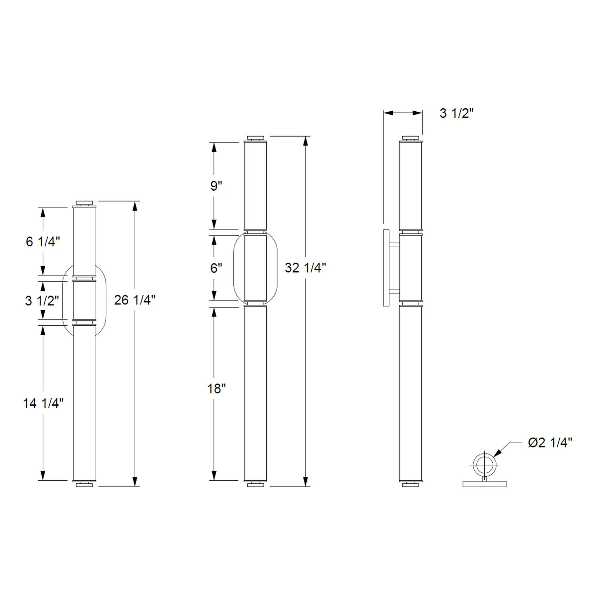 Ridgely Studio Works - Scepter S3 Wall Sconce - SCP-S3-WS-26-BNI-OWG | Montreal Lighting & Hardware