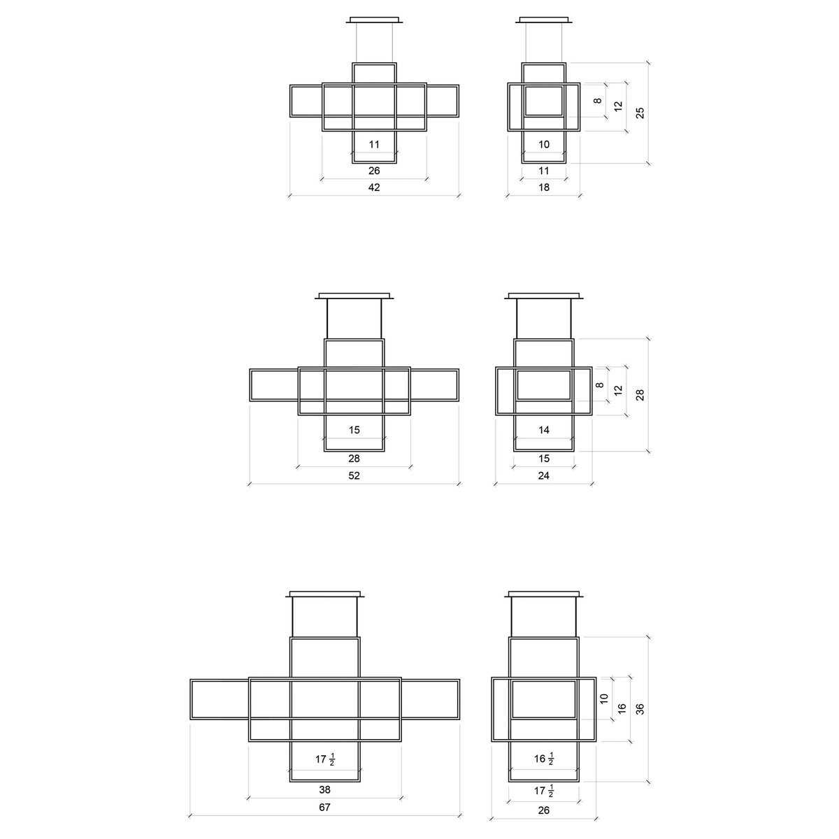 Ridgely Studio Works - Stack Chandelier - STA-CH-42-114ABP | Montreal Lighting & Hardware