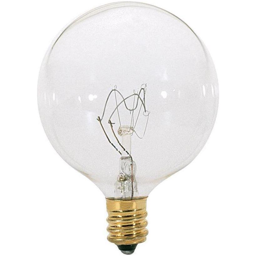 Satco Products - 60 Watt G16 1/2 Incandescent, Clear, 2500 Average rated hours, 642 Lumens, Candelabra base, 130 Volt - A3931 | Montreal Lighting & Hardware