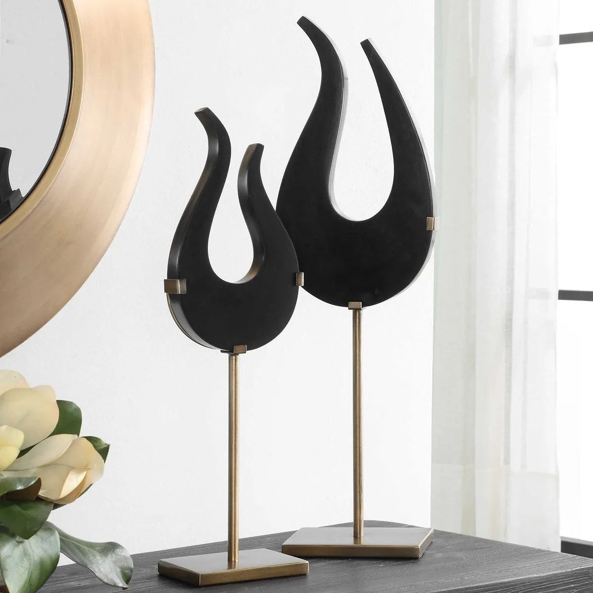 The Uttermost - Black Flame Sculptures - Set of 2 - 18136 | Montreal Lighting & Hardware