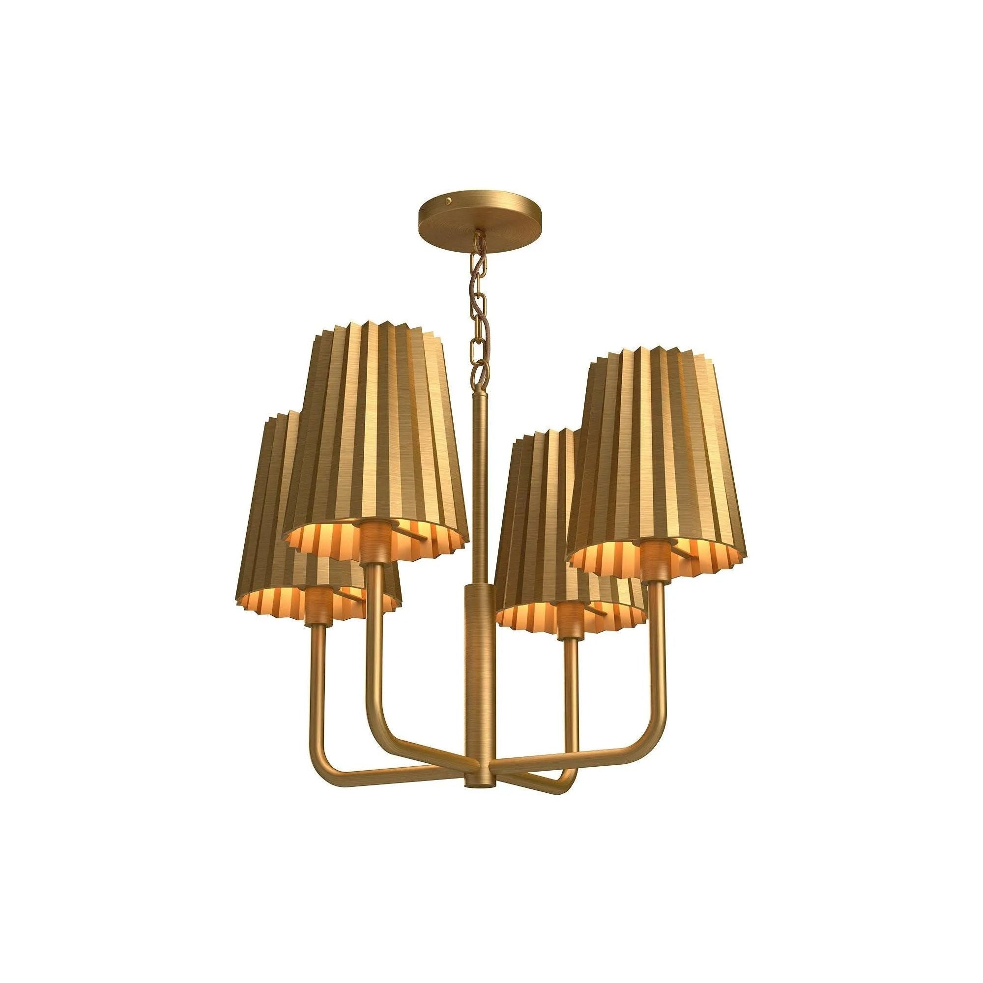 Alora Lighting - Plisse Metal Shade Chandelier - CH528423AG | Montreal Lighting & Hardware