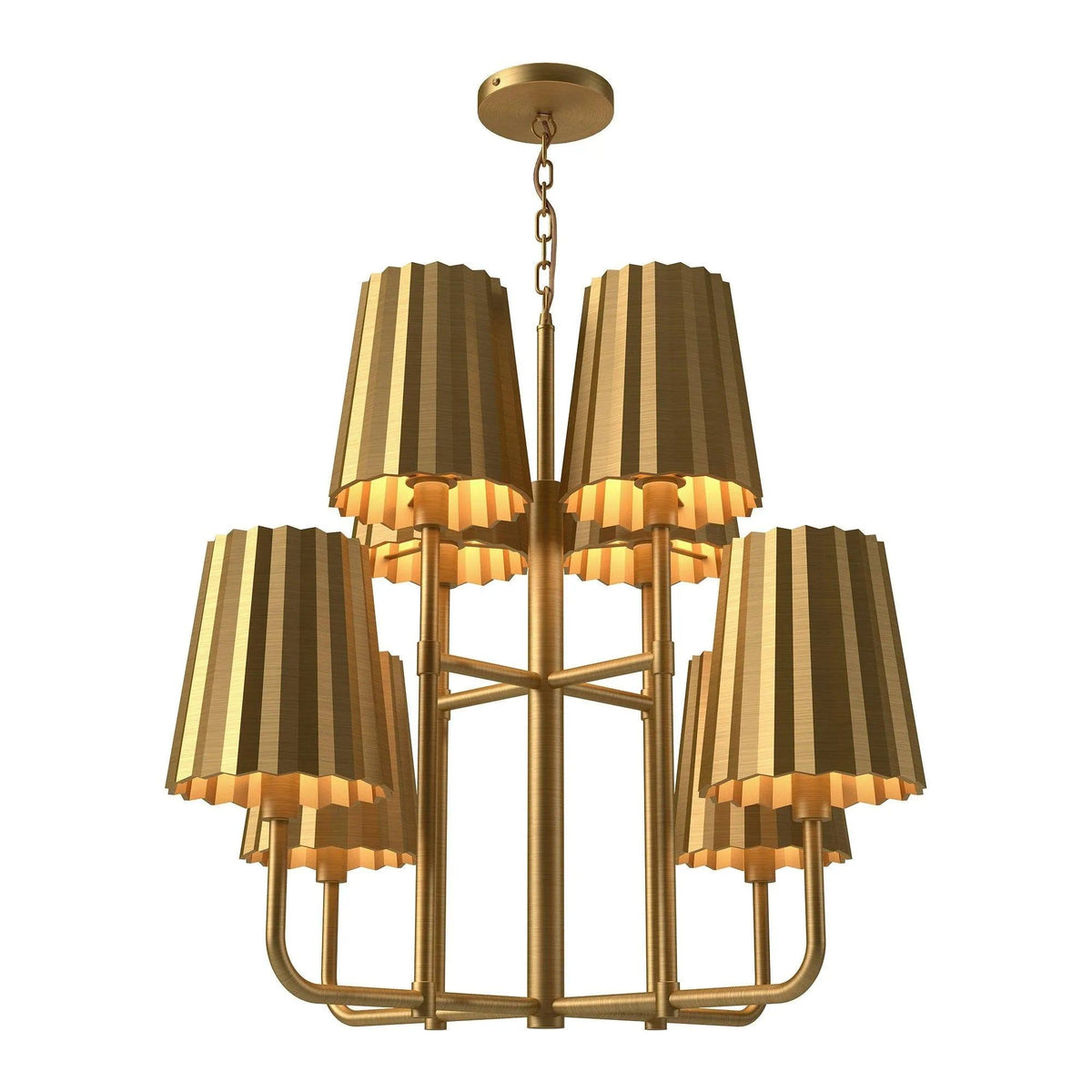 Alora Lighting - Plisse Metal Shade Chandelier - CH528830AG | Montreal Lighting & Hardware