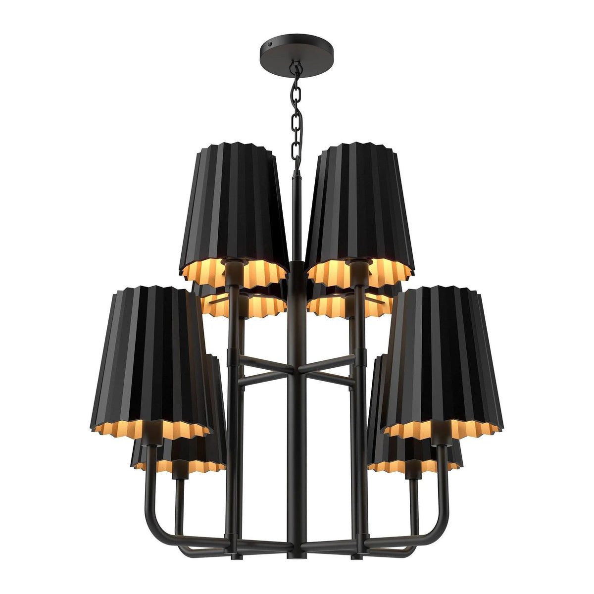 Alora Lighting - Plisse Metal Shade Chandelier - CH528830MB | Montreal Lighting & Hardware