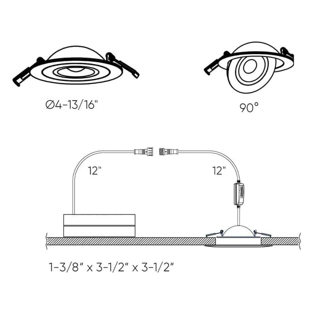 DALS Lighting - FGM 4 Inch 5CCT LED Gimbal Light - FGM4-CC-BK | Montreal Lighting & Hardware