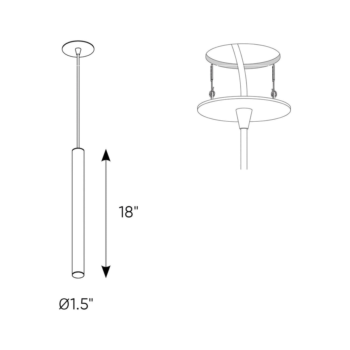 DALS Lighting - PDC CCT LED Cylinder Pendant Light - PDC18-CC-BK | Montreal Lighting & Hardware