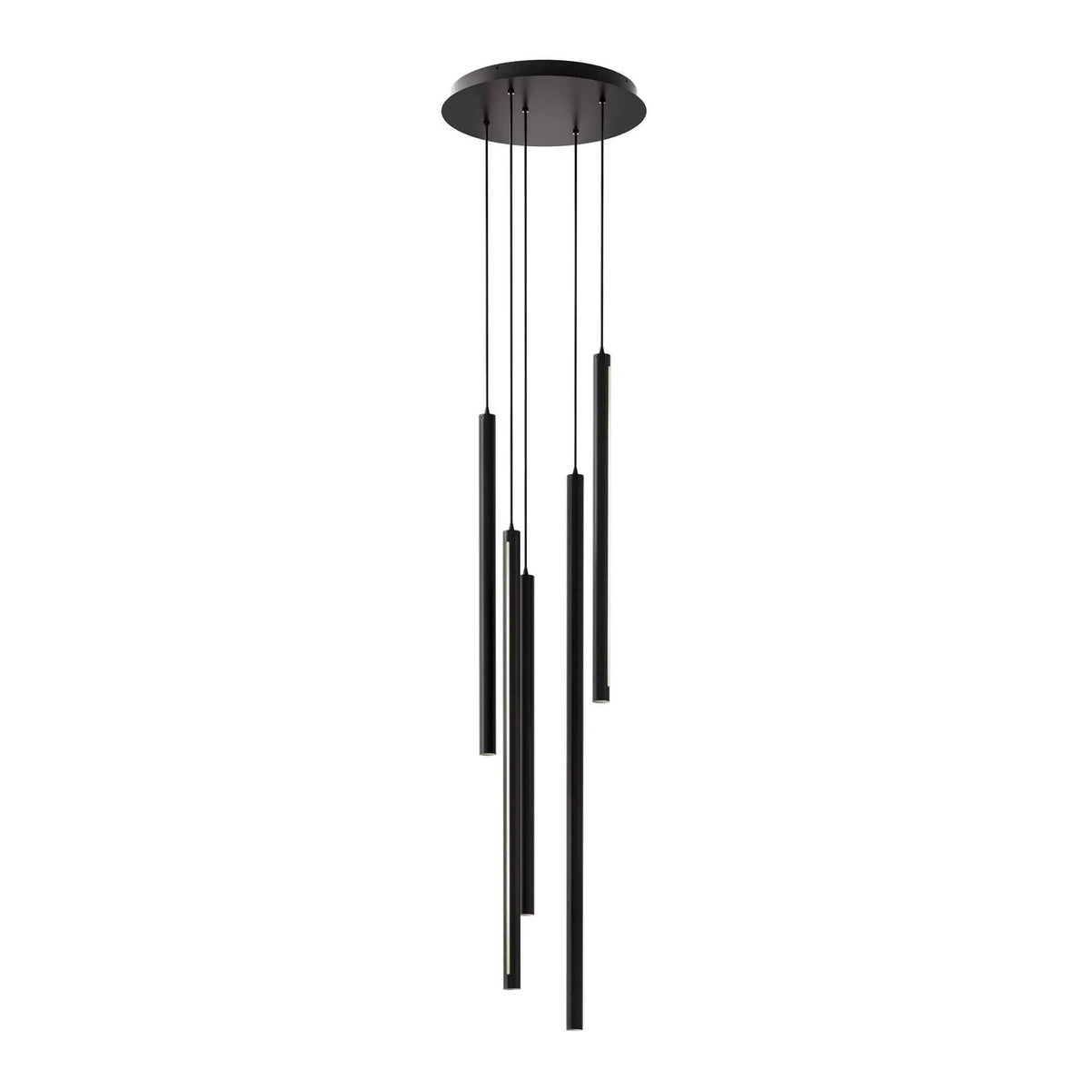 DALS Lighting - PDLED Round CCT LED Duo-Light Cylinder Pendant Cluster - PDLED120-5-BK | Montreal Lighting & Hardware