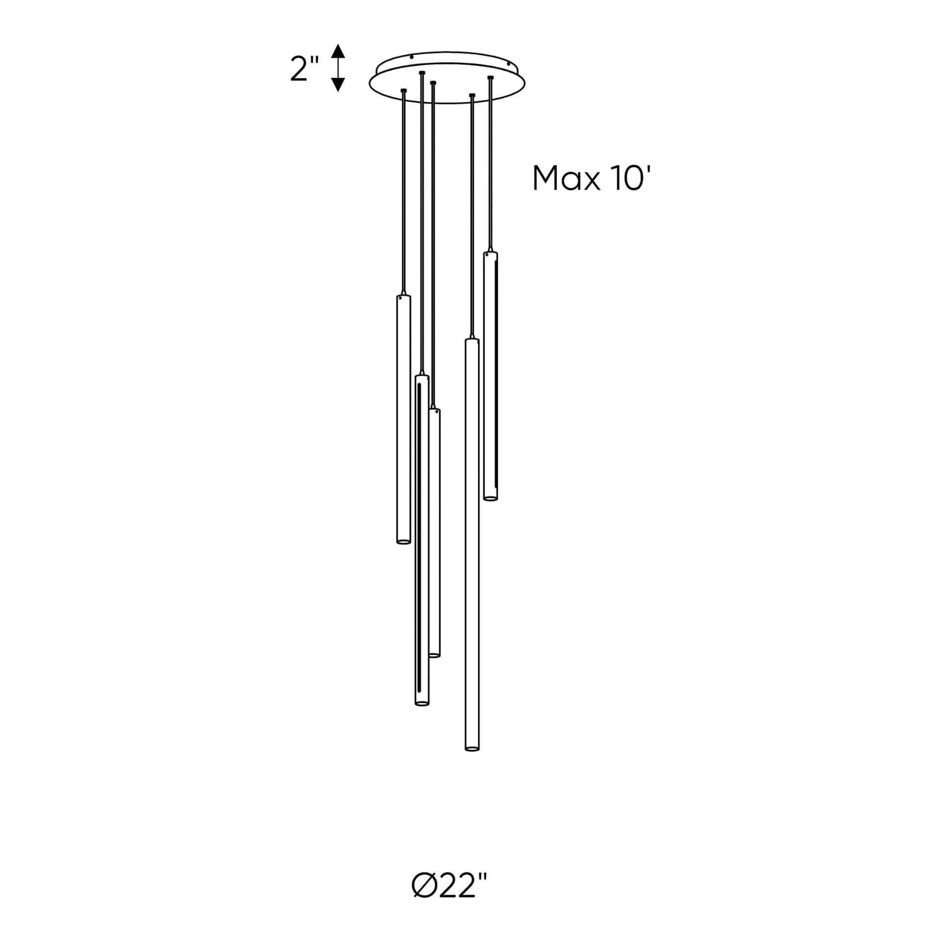 DALS Lighting - PDLED Round CCT LED Duo-Light Cylinder Pendant Cluster - PDLED120-5-BK | Montreal Lighting & Hardware