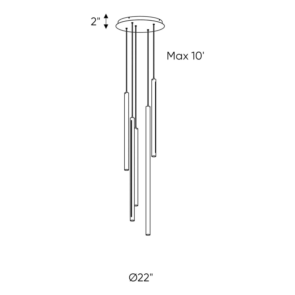 DALS Lighting - PDLED Round CCT LED Duo-Light Cylinder Pendant Cluster - PDLED120-5-BK | Montreal Lighting & Hardware