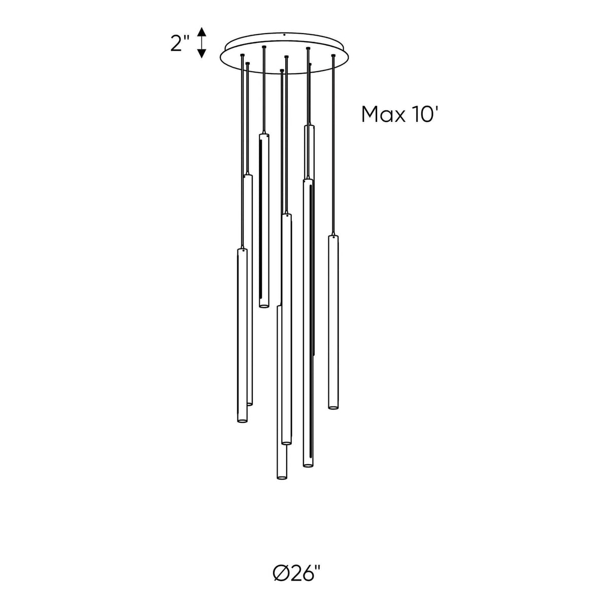 DALS Lighting - PDLED Round CCT LED Duo-Light Cylinder Pendant Cluster - PDLED120-5-BK | Montreal Lighting & Hardware