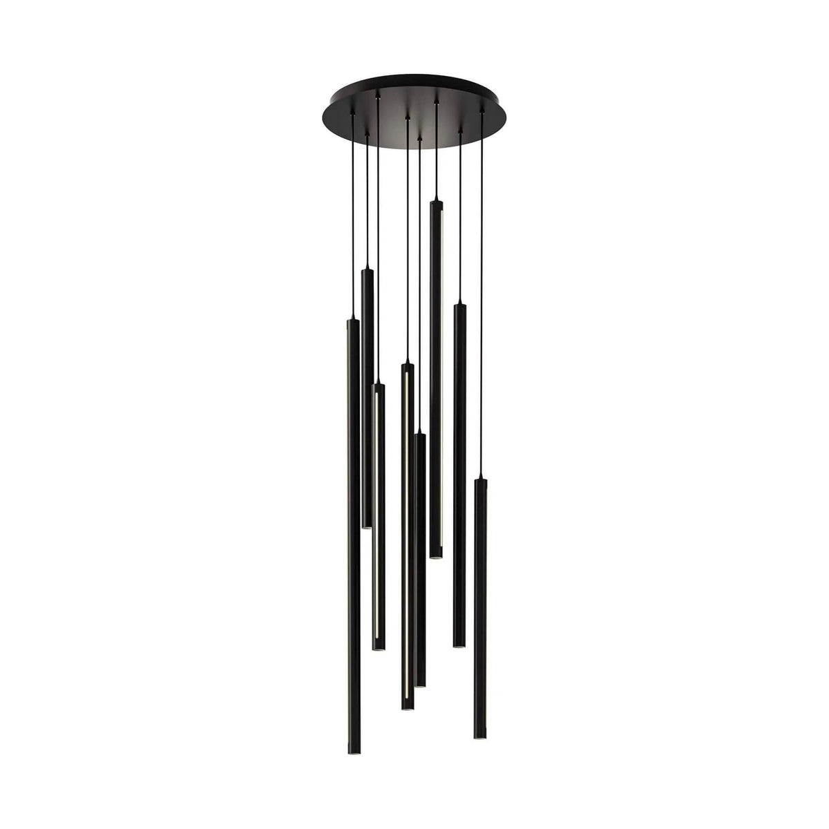 DALS Lighting - PDLED Round CCT LED Duo-Light Cylinder Pendant Cluster - PDLED120-8-BK | Montreal Lighting & Hardware