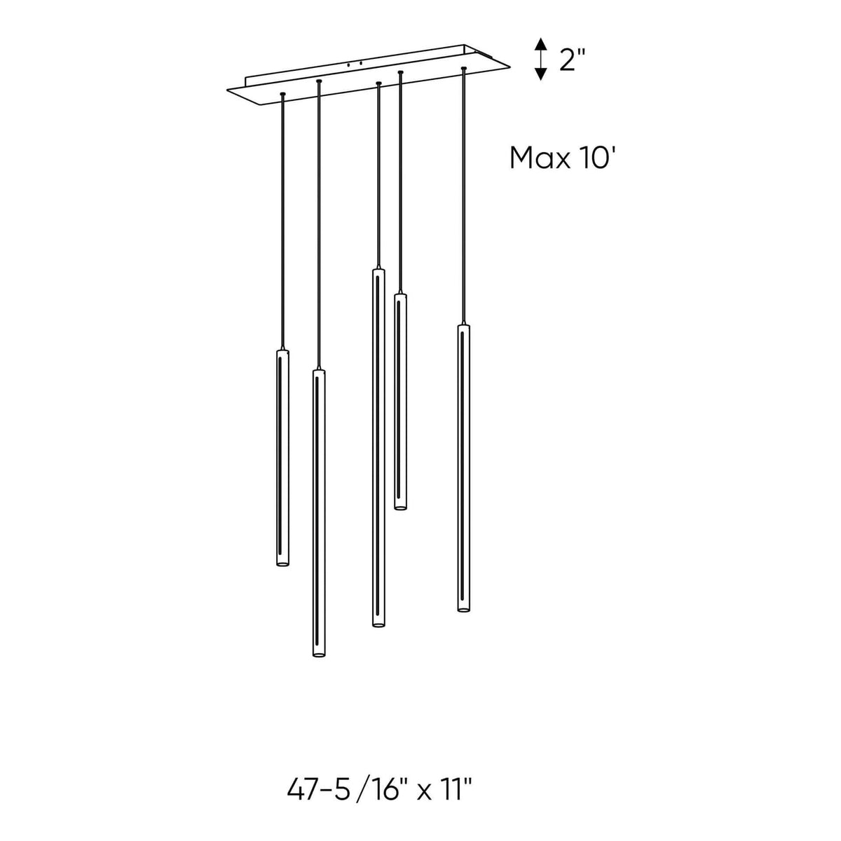 DALS Lighting - PDLED Square CCT LED Duo-Light Cylinder Pendant Cluster - PDLED120-5SQ-BK | Montreal Lighting & Hardware