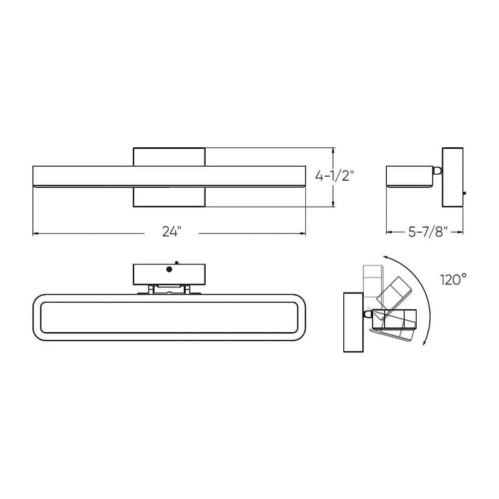 DALS Lighting - VSW LED Swivel Bath Vanity - VSW24-CC-BK | Montreal Lighting & Hardware