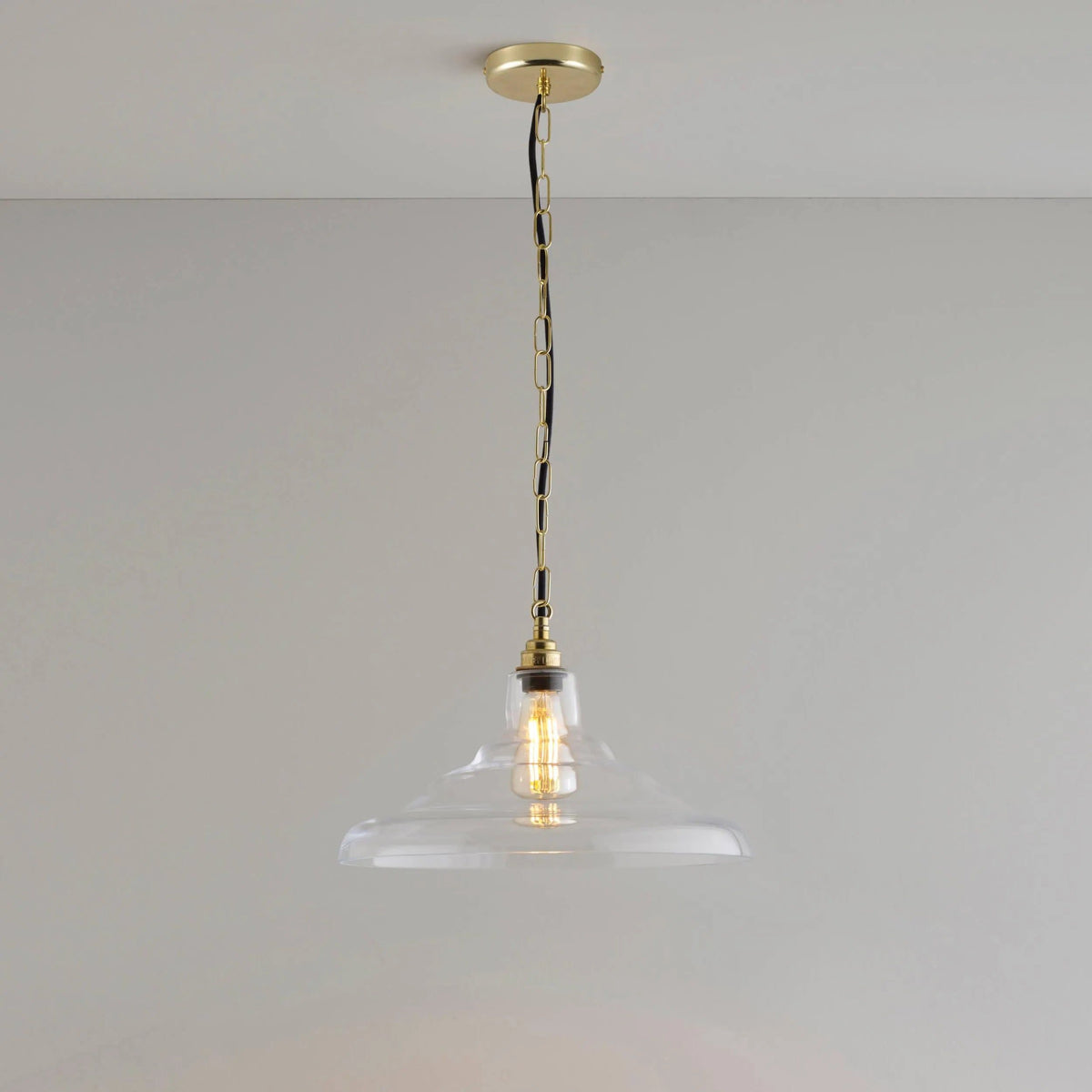 Davey Lighting - Glass School Pendant Light - US-DP8200/M/CL/BR | Montreal Lighting & Hardware