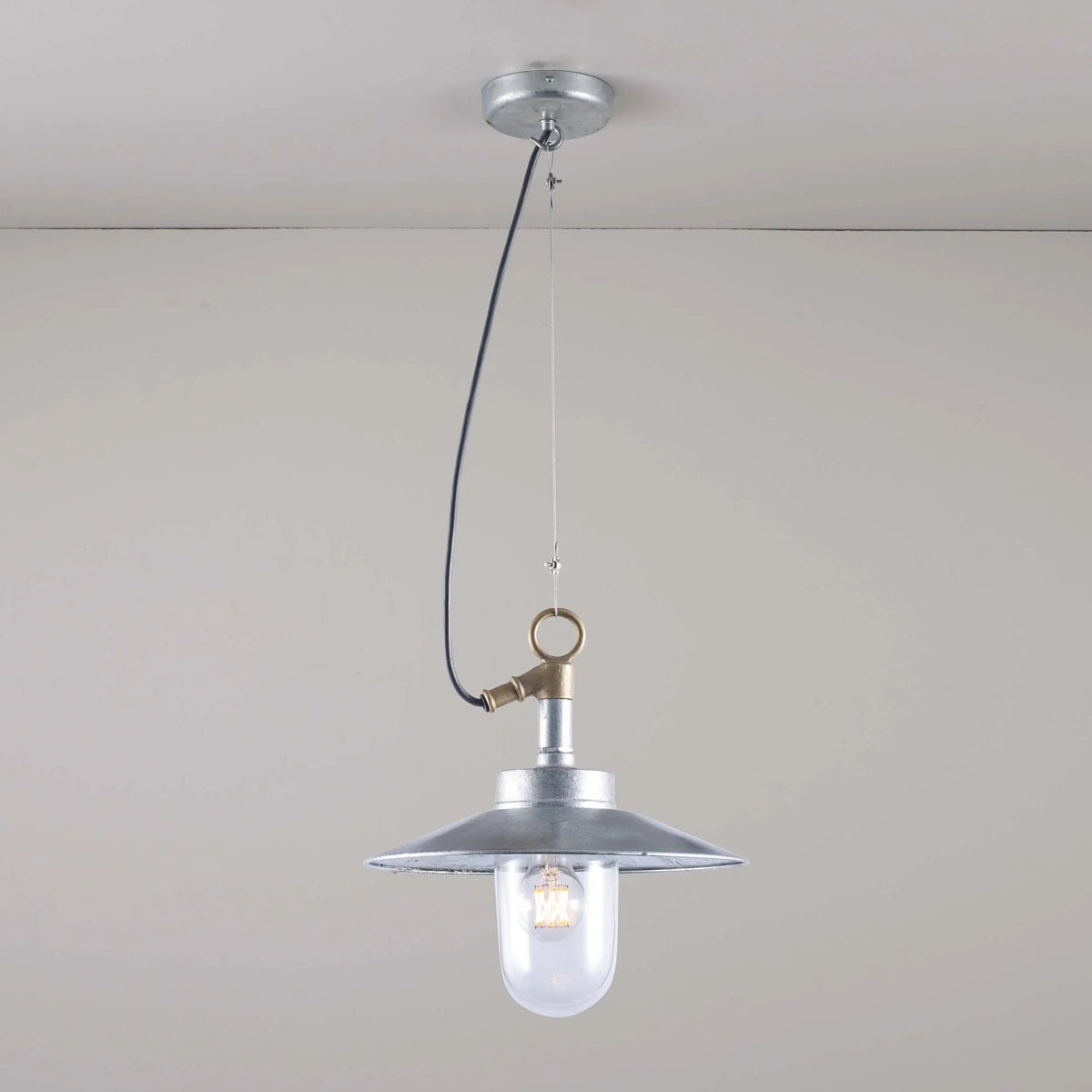 Davey Lighting - Well Glass Pendant With Visor 7680 IP44 - US-DP7680/PE/GA/CL/IP44 | Montreal Lighting & Hardware