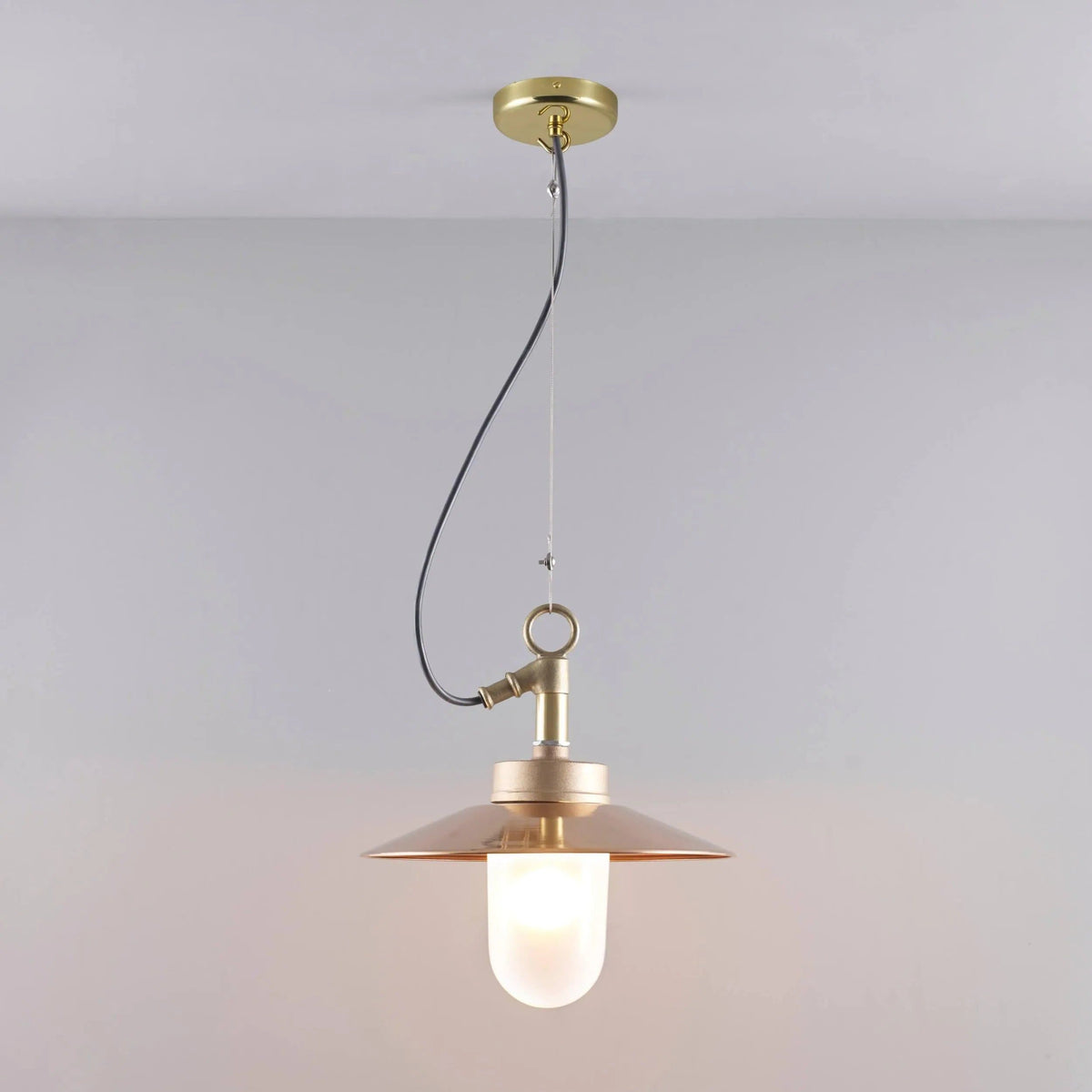 Davey Lighting - Well Glass Pendant With Visor 7680 IP44 - US-DP7680/PE/GM/FR/IP44 | Montreal Lighting & Hardware