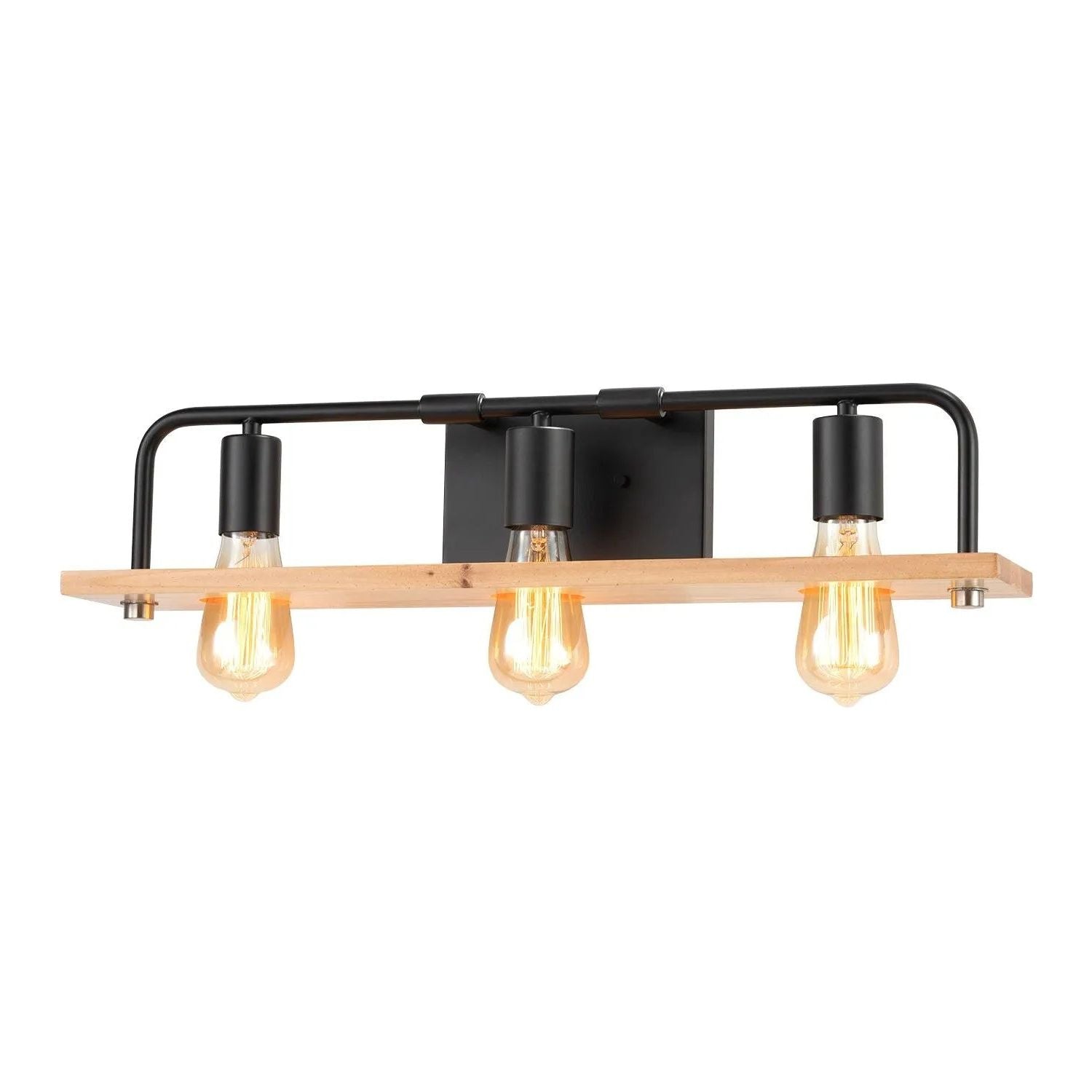 Justice Designs - Loft Bath Bar - ECO-8392-WOOD-MBLK | Montreal Lighting & Hardware