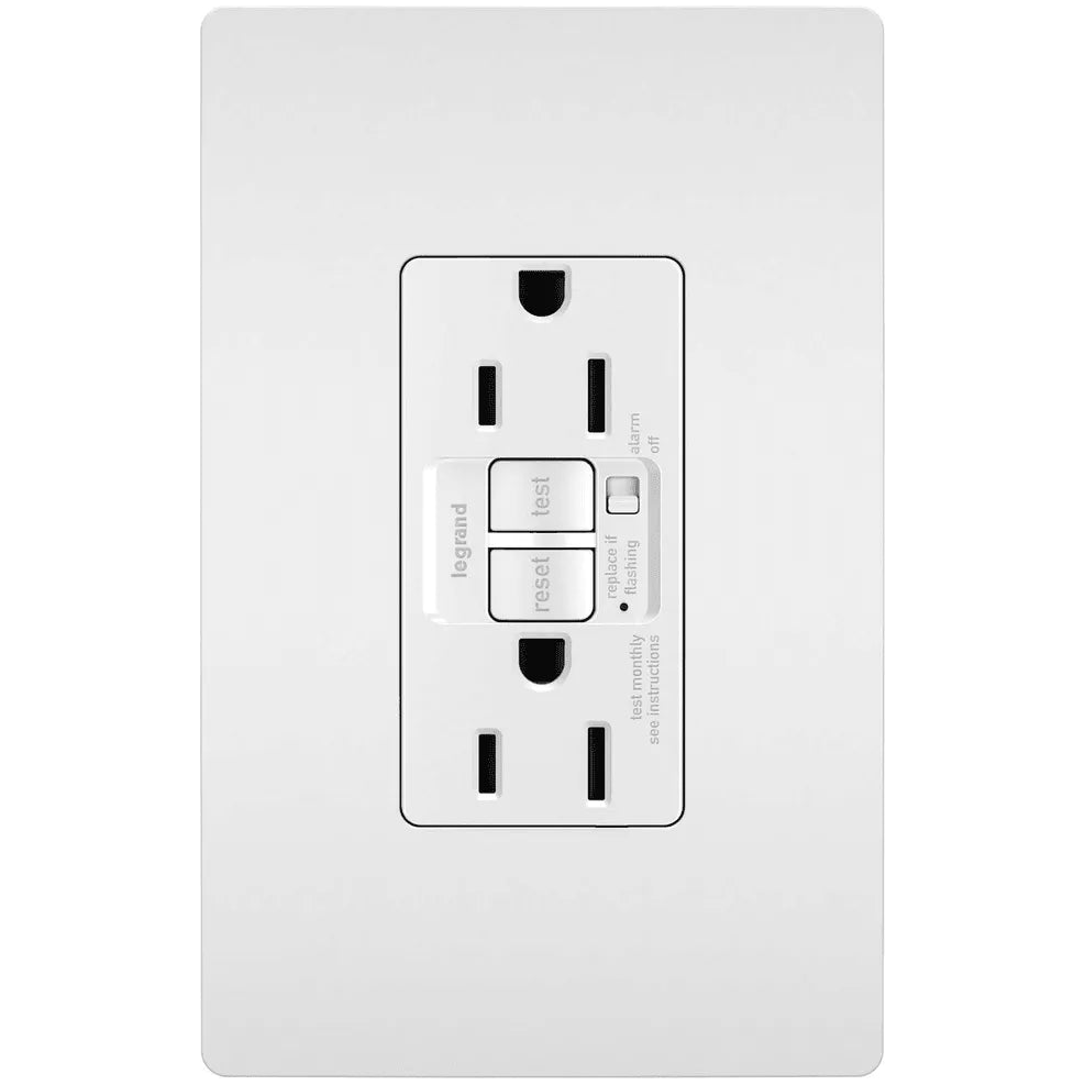 Legrand Radiant - radiant® 15A Tamper Resistant Self Test GFCI Outlet with Audible Alarm - 1597TRAW | Montreal Lighting & Hardware