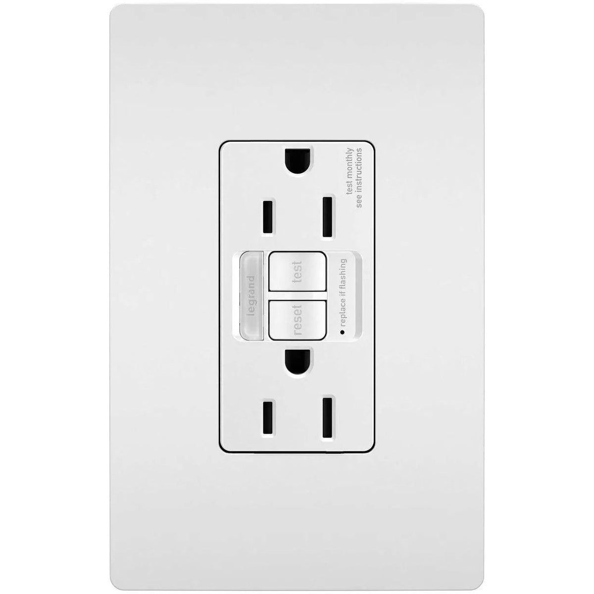 Legrand Radiant - radiant® 15A Tamper Resistant Self Test GFCI Outlet with Night Light - 1597NTLTRW | Montreal Lighting & Hardware