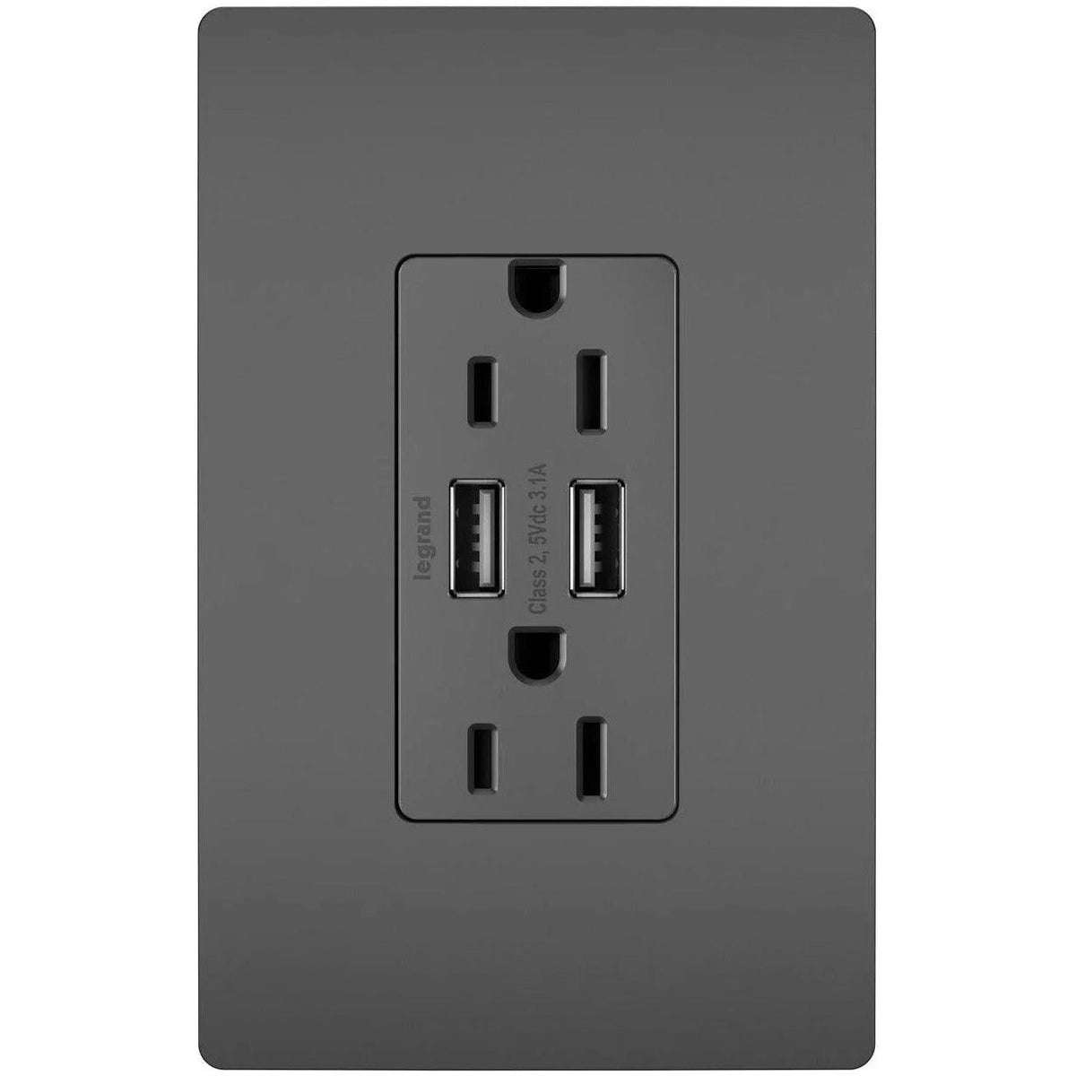 Legrand Radiant - radiant® 15A Tamper Resistant USB Outlet - TM826USBBK | Montreal Lighting & Hardware