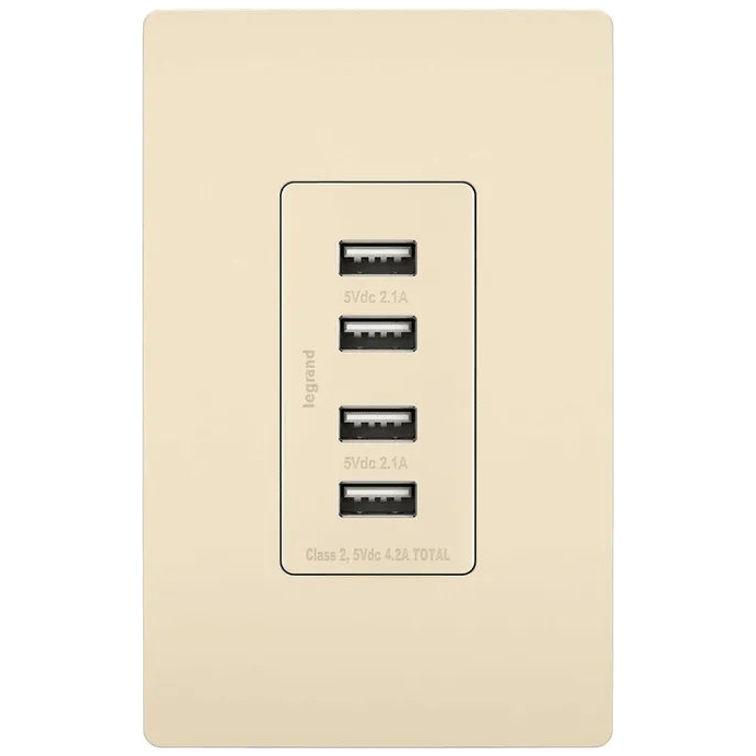 Legrand Radiant - radiant® Quad USB Charger - TM8USB4LACC6 | Montreal Lighting & Hardware