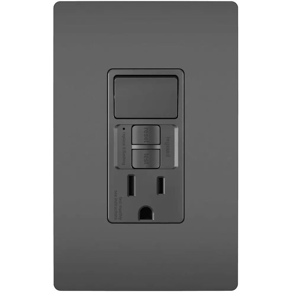 Legrand Radiant - radiant® Single Pole Switch with Tamper Resistant Self Test GFCI Outlet - 1597SWTTRBKCCD4 | Montreal Lighting & Hardware