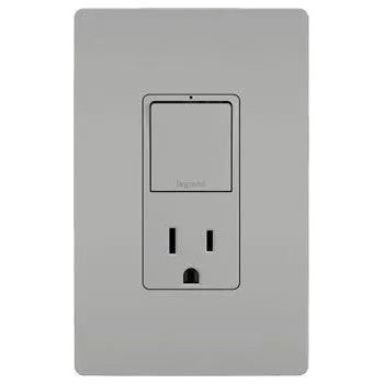 Legrand Radiant - radiant® Single Pole/3-Way Switch with 15A Tamper-Resistant Outlet - RCD38TRGRY | Montreal Lighting & Hardware