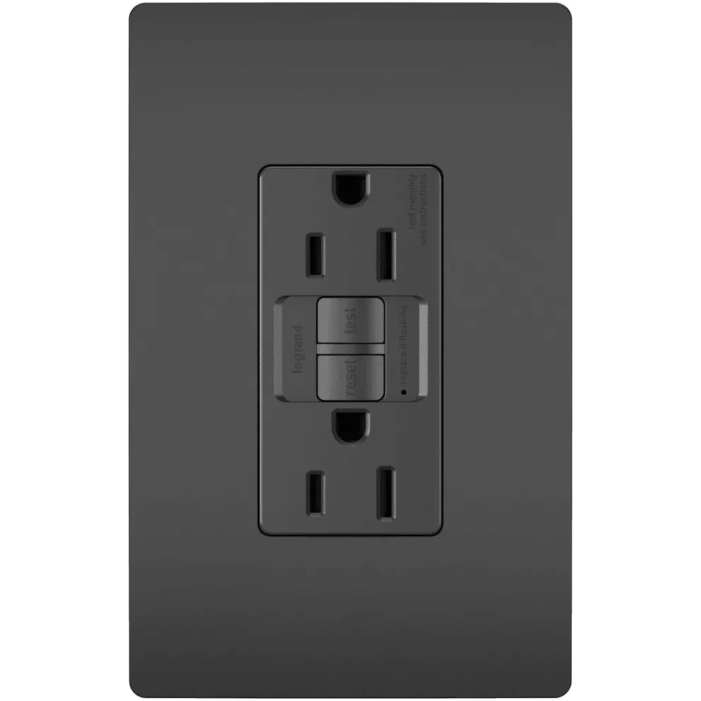 Legrand Radiant - radiant® Spec Grade 15A Tamper Resistant Self Test GFCI Receptacle - 1597TRBK | Montreal Lighting & Hardware