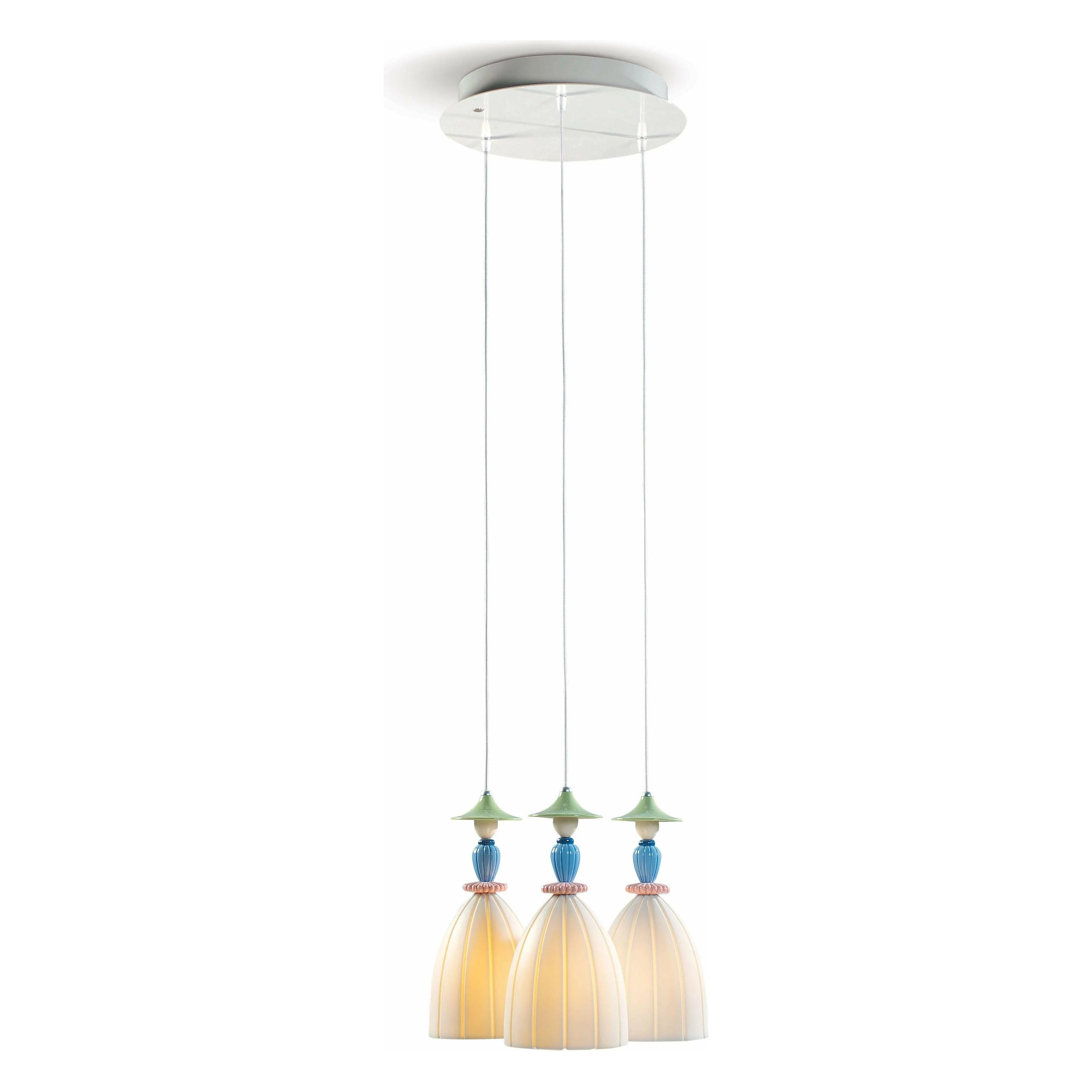 Lladro - Mademoiselle Round Canopy 3 Lights Sharing Secrets Ceiling Lamp - 01023552 | Montreal Lighting & Hardware