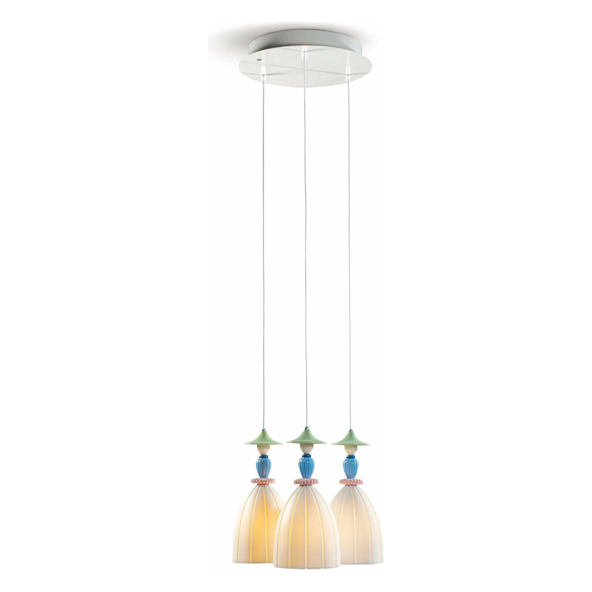 Lladro - Mademoiselle Round Canopy 3 Lights Sharing Secrets Ceiling Lamp - 01023552 | Montreal Lighting & Hardware