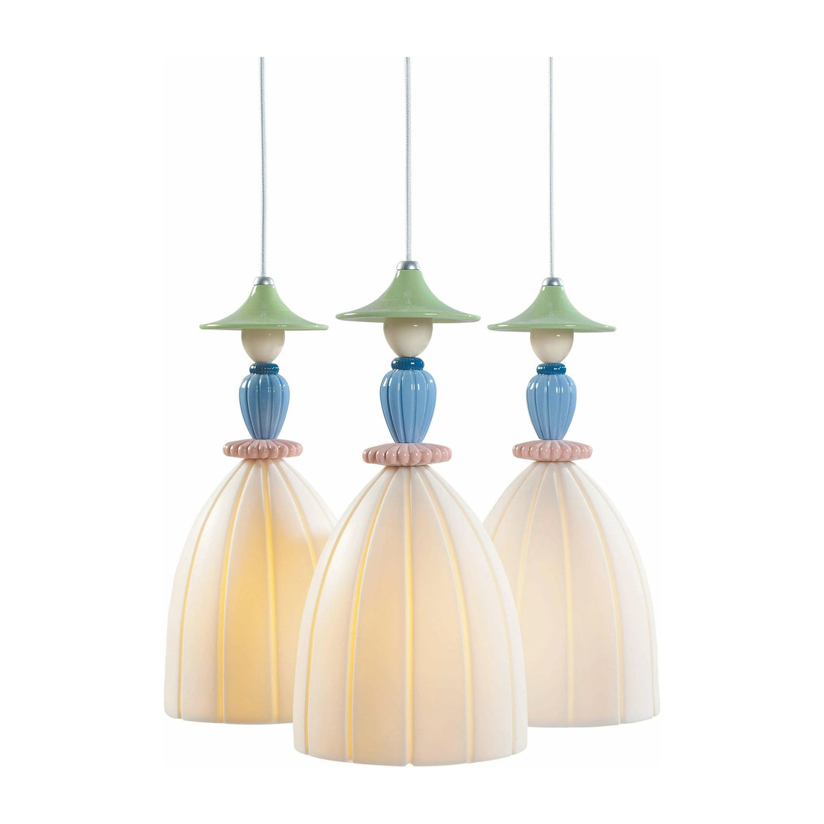 Lladro - Mademoiselle Round Canopy 3 Lights Sharing Secrets Ceiling Lamp - 01023552 | Montreal Lighting & Hardware