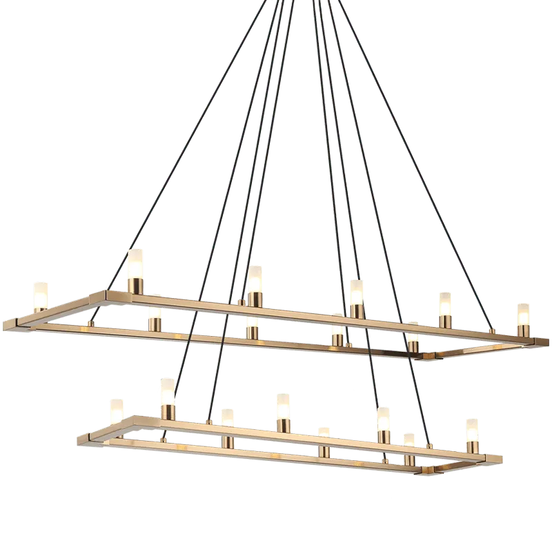 Matteo Lighting - Cascadian Rectangular Double Chandelier - C75218AG | Montreal Lighting & Hardware