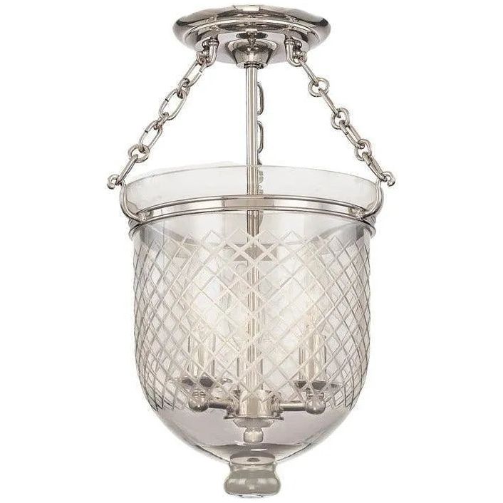 Montreal Lighting & Hardware - Hampton Checkered Glass Semi Flush Mount by Hudson Valley Lighting | QUICK SHIP - 251-PN-C2-OS | Montreal Lighting & Hardware