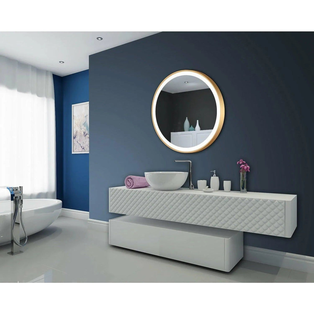 Paris Mirror - Chic Round LED Mirror - CHICR32326000-BRZ | Montreal Lighting & Hardware