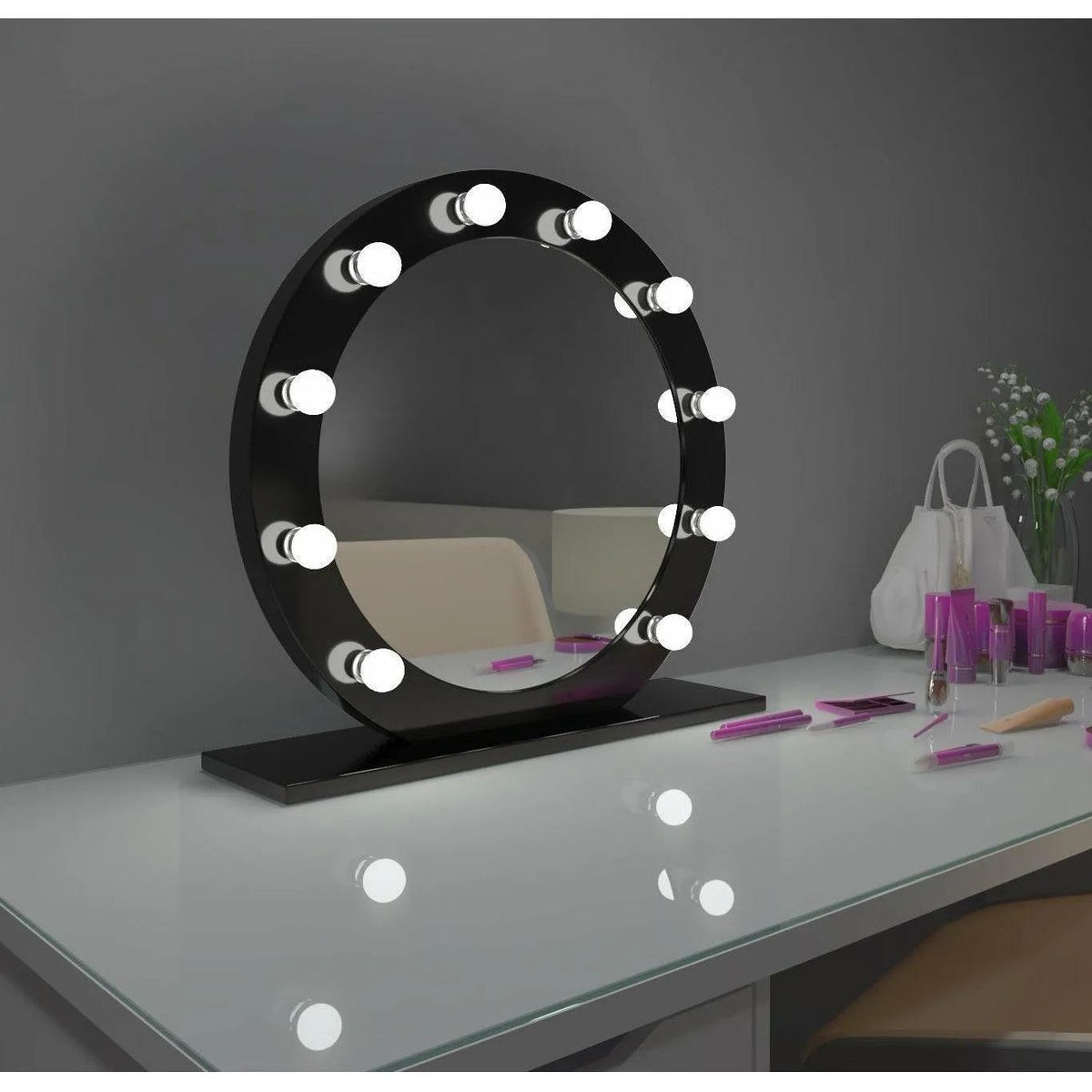 Paris Mirror - Hollywood Diana LED Mirror - HDIAN28283000-BLK | Montreal Lighting & Hardware