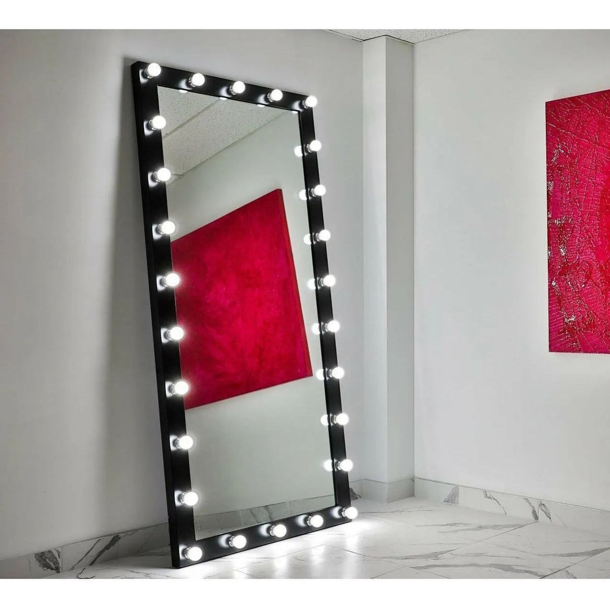 Paris Mirror - Hollywood Dressing LED Mirror - HDRES70283000-BLK | Montreal Lighting & Hardware