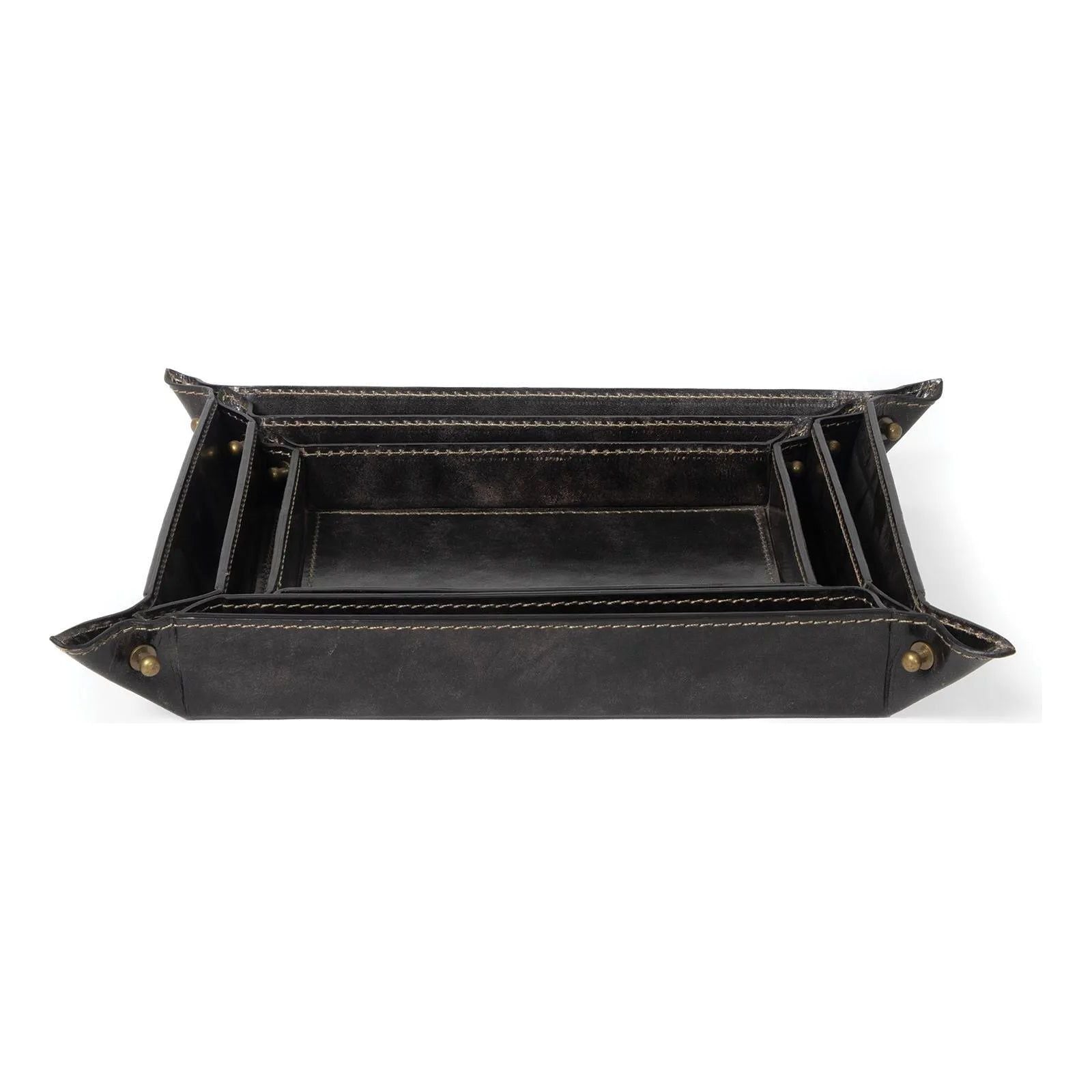 Regina Andrew - Derby Leather Tray Set - 20-1502BLK | Montreal Lighting & Hardware