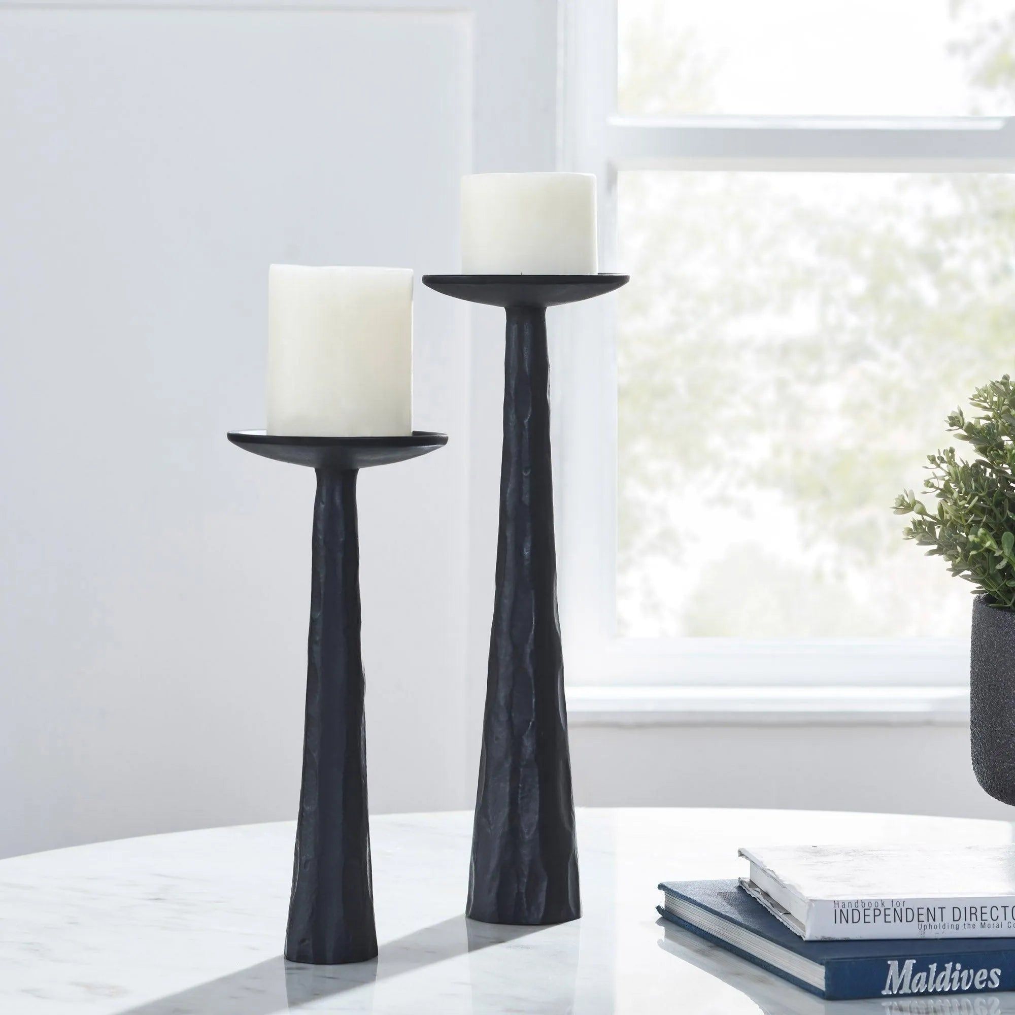 Renwil - Tilde Set Of 2 Tapered Pillar Candle Holders - CAN181 | Montreal Lighting & Hardware