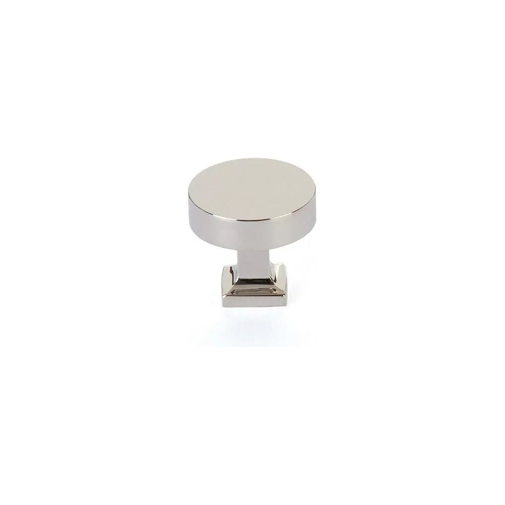 Schaub - Haniburton Round Knob with Square Base - 469-PN | Montreal Lighting & Hardware