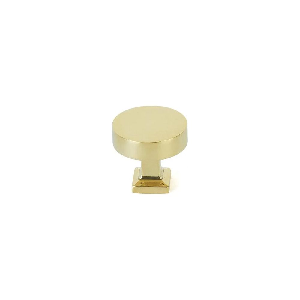 Schaub - Haniburton Round Knob with Square Base - 469-UNBR | Montreal Lighting & Hardware