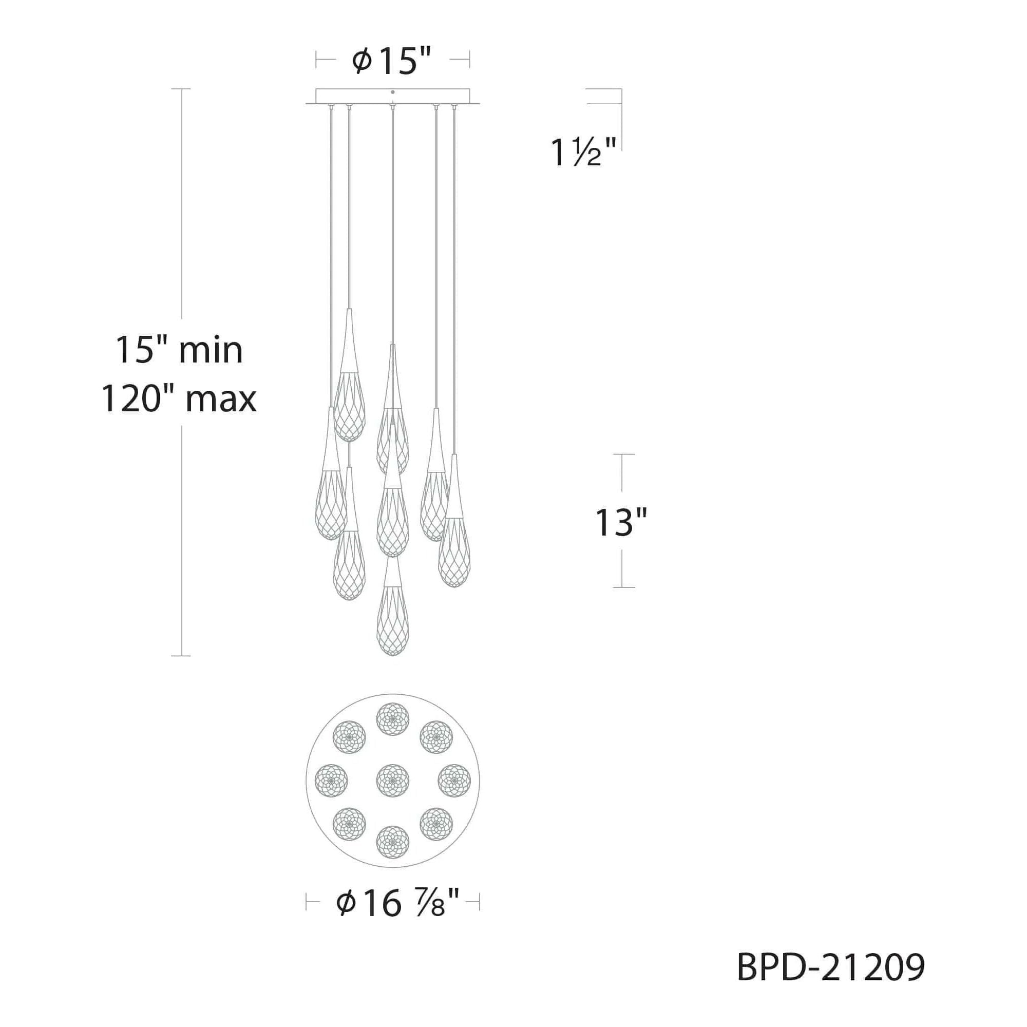 Schonbek Beyond - Hibiscus 9 Light LED Multi-Light Pendant - BPD21209-AB | Montreal Lighting & Hardware