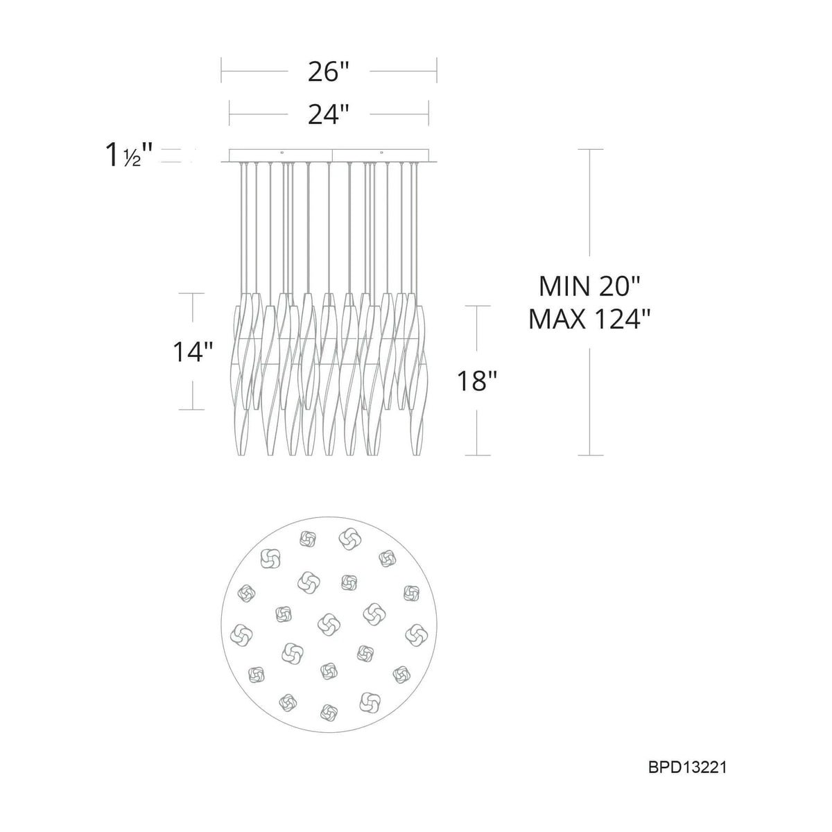 Schonbek Beyond - Kindjal 21 Light LED Multi-Light Pendant - BPD13221-AB | Montreal Lighting & Hardware